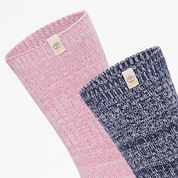 Womens Timberland 2Pack Cozy Boot Crew Sock TBL Dusty Mauve ALT2