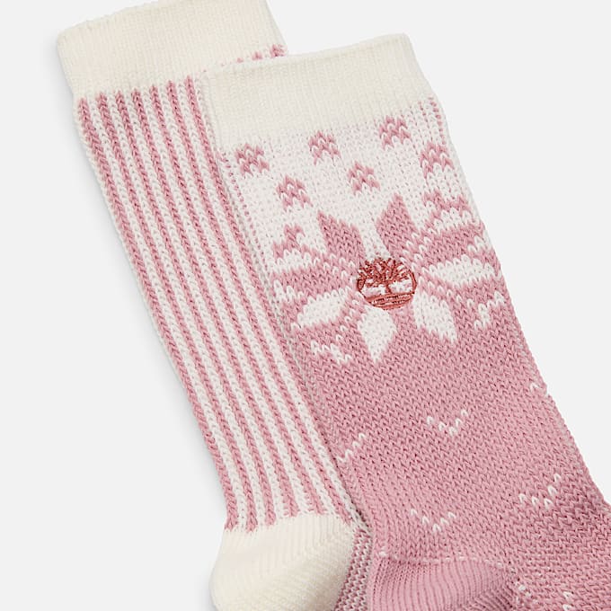 Womens Timberland 2Pack Snowflake Crew Sock TBL Dusty Mauve ALT1