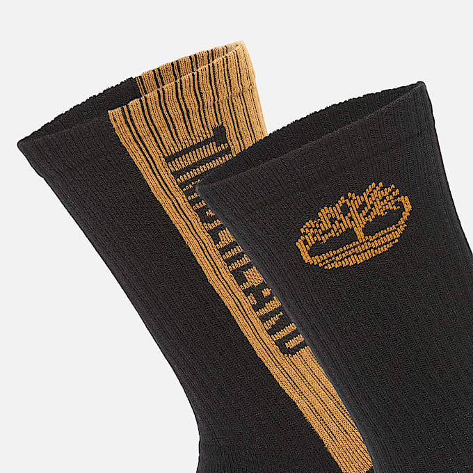 Mens Timberland 2Pack ColorBlock Logo Crew Sock TBL Wheat Boot ALT2