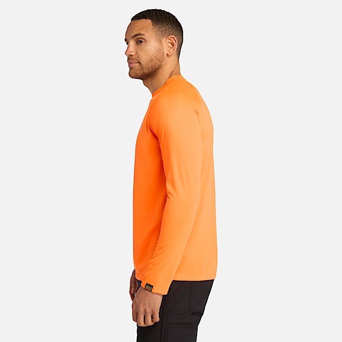 Mens Timberland PRO Wicking Good Sport LongSleeve TShirt TBL Bright Orange ALT8