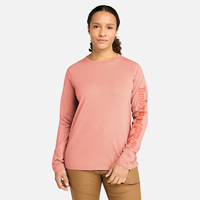 Womens Timberland PRO Core LongSleeve TShirt TBL Terra Cotta HERO