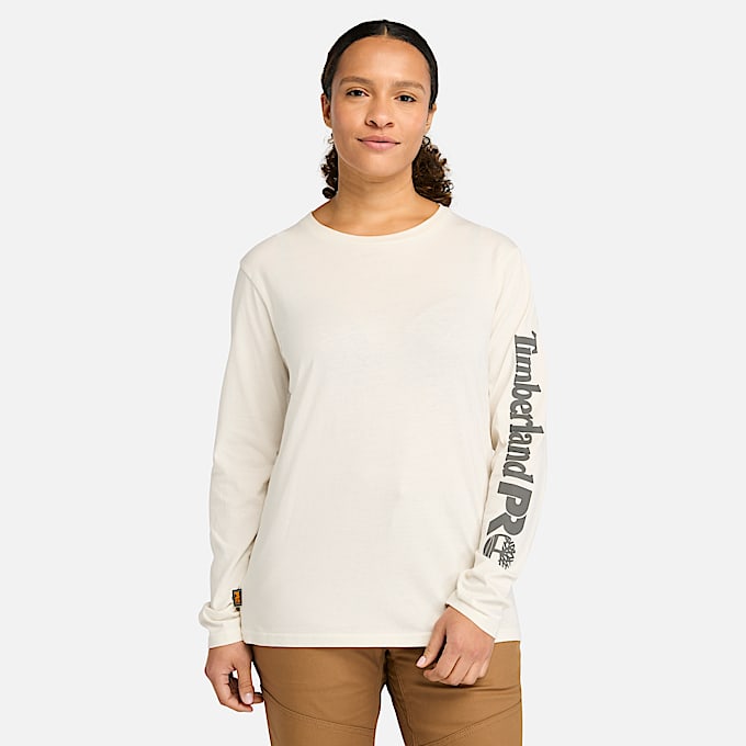 Womens Timberland PRO Core LongSleeve TShirt TBL Vintage White HERO