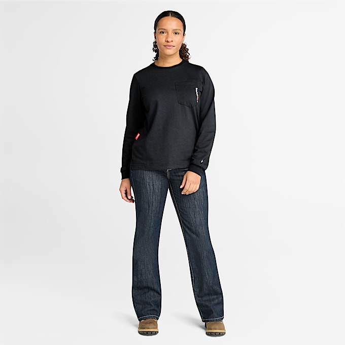 Womens Timberland PRO Cotton Core FlameResistant LongSleeve TShirt TBL Black ALT1