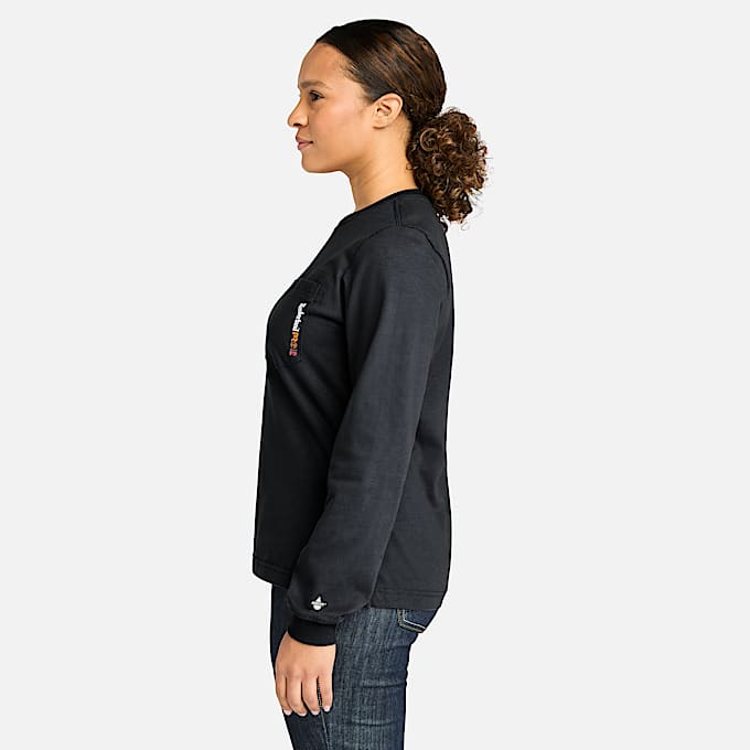 Womens Timberland PRO Cotton Core FlameResistant LongSleeve TShirt TBL Black ALT8