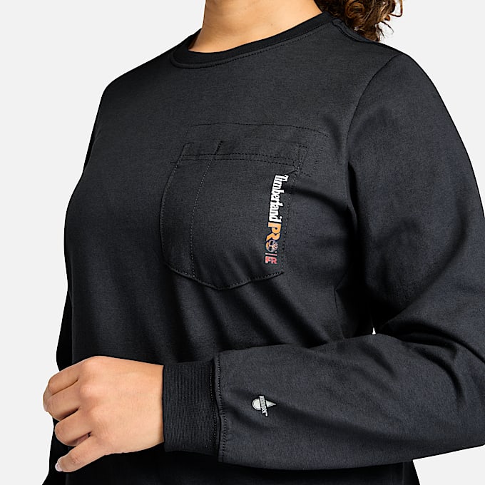 Womens Timberland PRO Cotton Core FlameResistant LongSleeve TShirt TBL Black ALT2