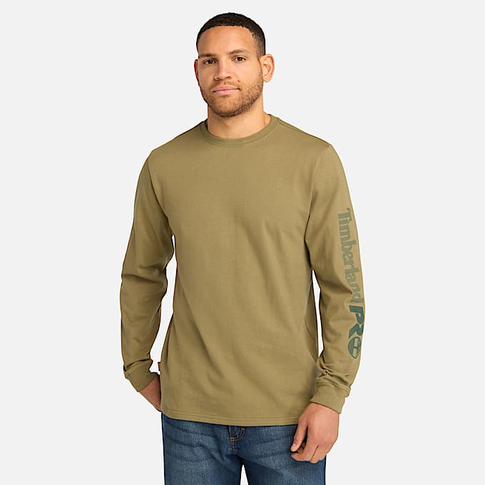 Mens Timberland PRO Core Logo LongSleeve TShirt TBL Burnt Olive HERO