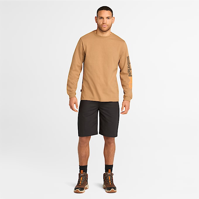 Mens Timberland PRO Core Logo LongSleeve TShirt TBL Dark Wheat ALT1