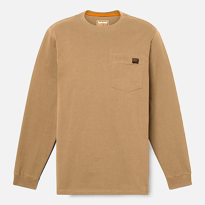 Mens Timberland PRO Core Pocket LongSleeve TShirt TBL Dark Wheat ALT10