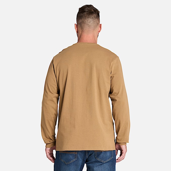 Mens Timberland PRO Core Pocket LongSleeve TShirt TBL Dark Wheat ALT9