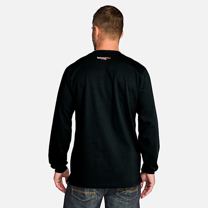 Mens Timberland PRO Cotton Core FlameResistant LongSleeve TShirt TBL Black ALT9