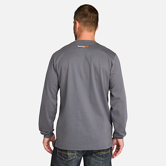 Mens Timberland PRO Cotton Core FlameResistant LongSleeve TShirt TBL Charcoal ALT9