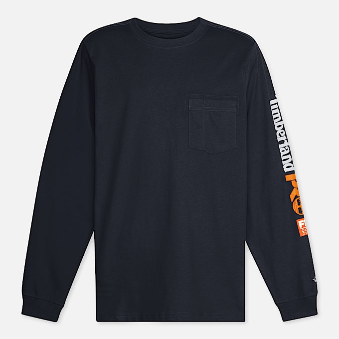 Mens Timberland PRO Cotton Core FlameResistant LongSleeve TShirt TBL Navy ALT10