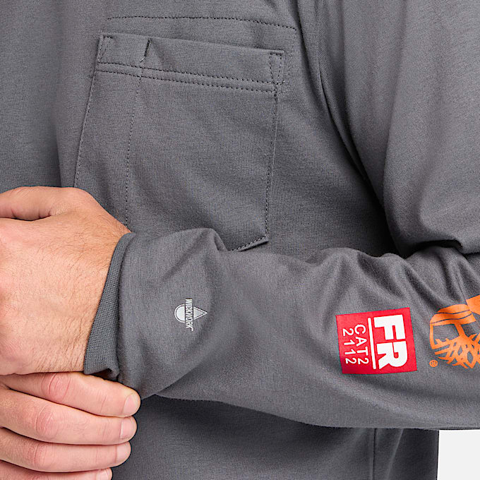 Mens Timberland PRO Cotton Core FlameResistant LongSleeve TShirt TBL Charcoal ALT2