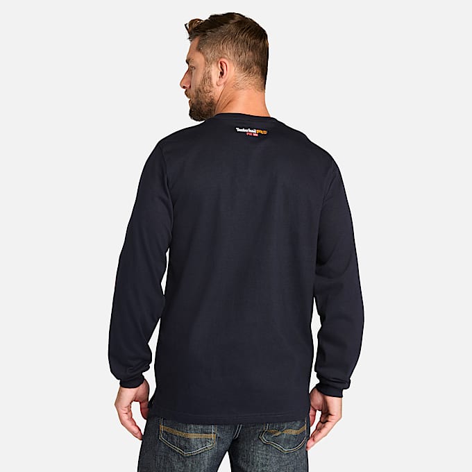 Mens Timberland PRO Cotton Core FlameResistant LongSleeve TShirt TBL Navy ALT9