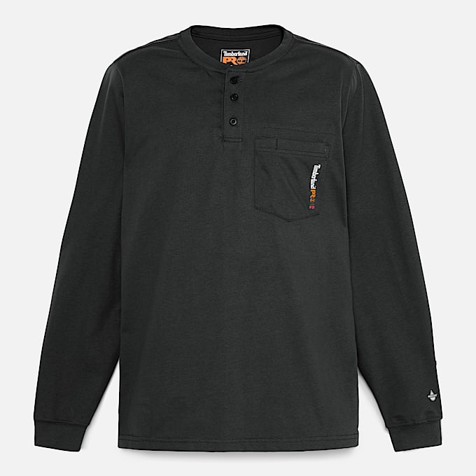 Mens Timberland PRO Cotton Core FlameResistant LongSleeve Henley TBL Black ALT10