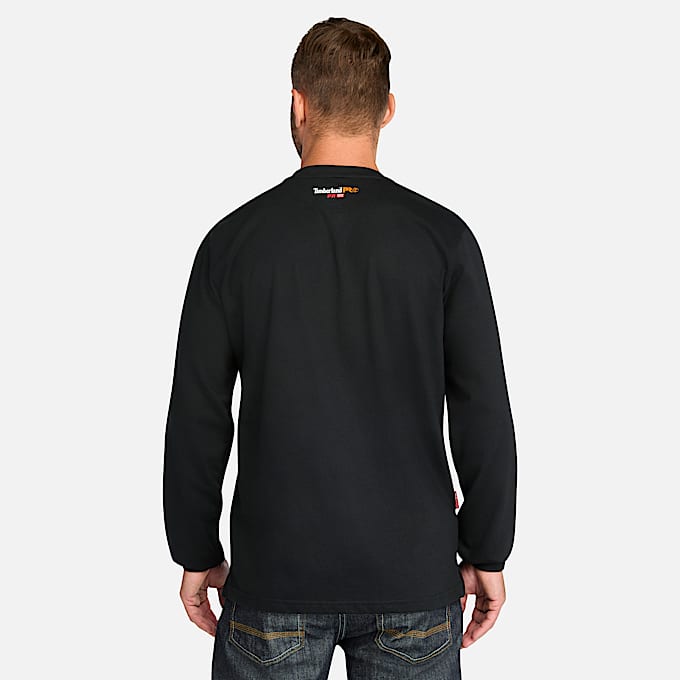 Mens Timberland PRO Cotton Core FlameResistant LongSleeve Henley TBL Black ALT9