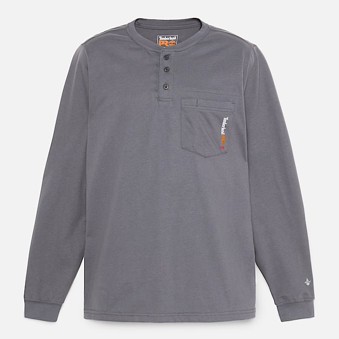 Mens Timberland PRO Cotton Core FlameResistant LongSleeve Henley TBL Charcoal ALT10