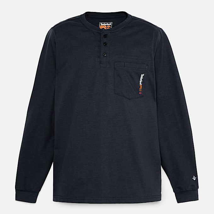 Mens Timberland PRO Cotton Core FlameResistant LongSleeve Henley TBL Navy ALT10
