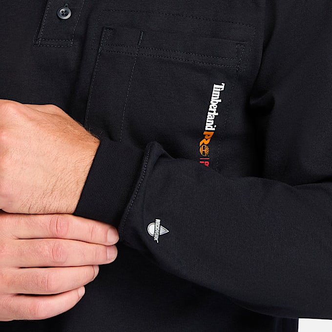 Mens Timberland PRO Cotton Core FlameResistant LongSleeve Henley TBL Navy ALT2