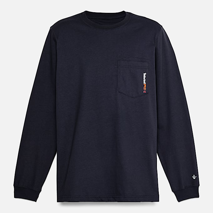 Mens Timberland PRO Cotton Core FlameResistant LongSleeve TShirt TBL Navy ALT10