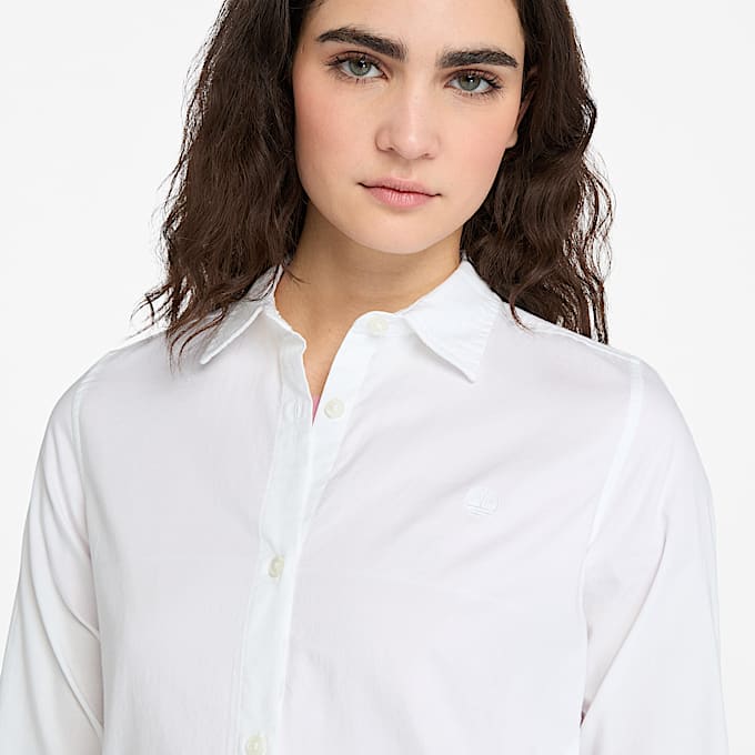 Blusa Oxford de manga larga Timberland para mujer TBL Blanco ALT2