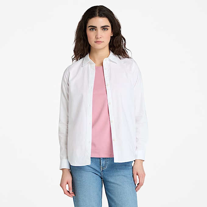 Blusa Oxford de manga larga Timberland para mujer TBL Blanco HERO