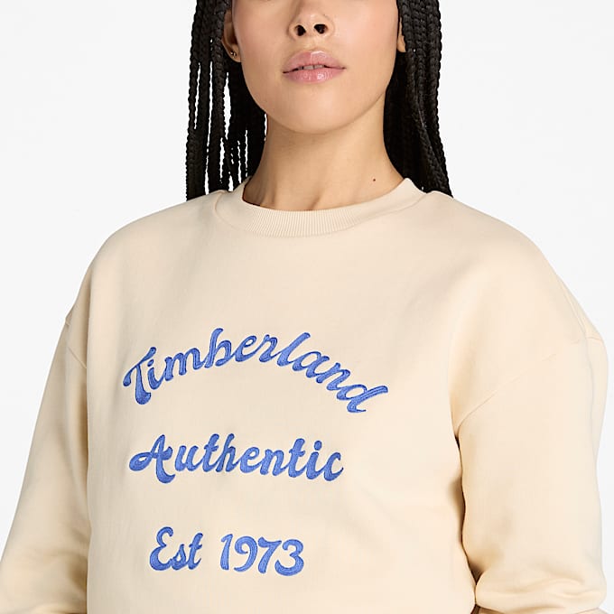 Sweatshirt de cuello redondo con interior cepillado para mujer TBL Beige claro ALT2