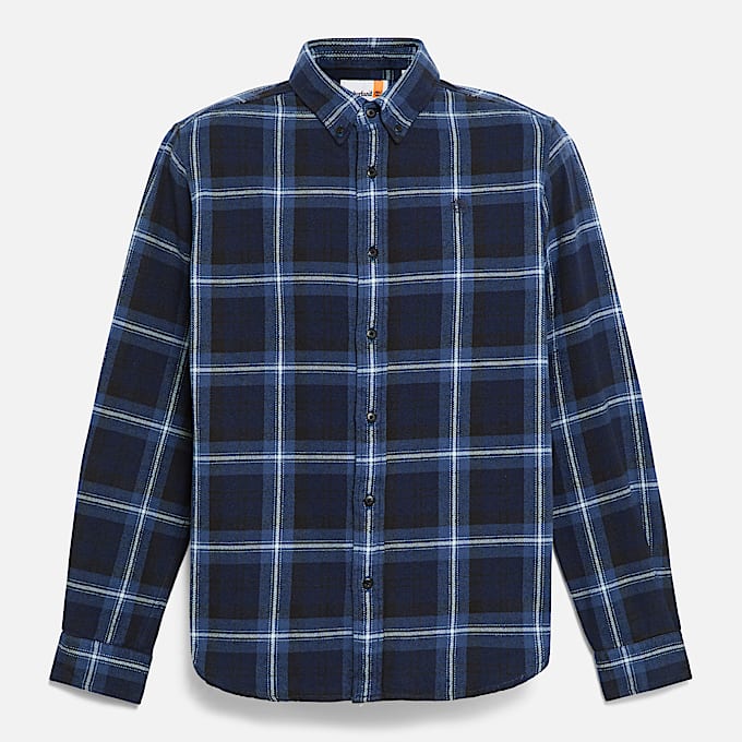 Mens Midweight Flannel Checkered Shirt TBL Dark Navy ALT10