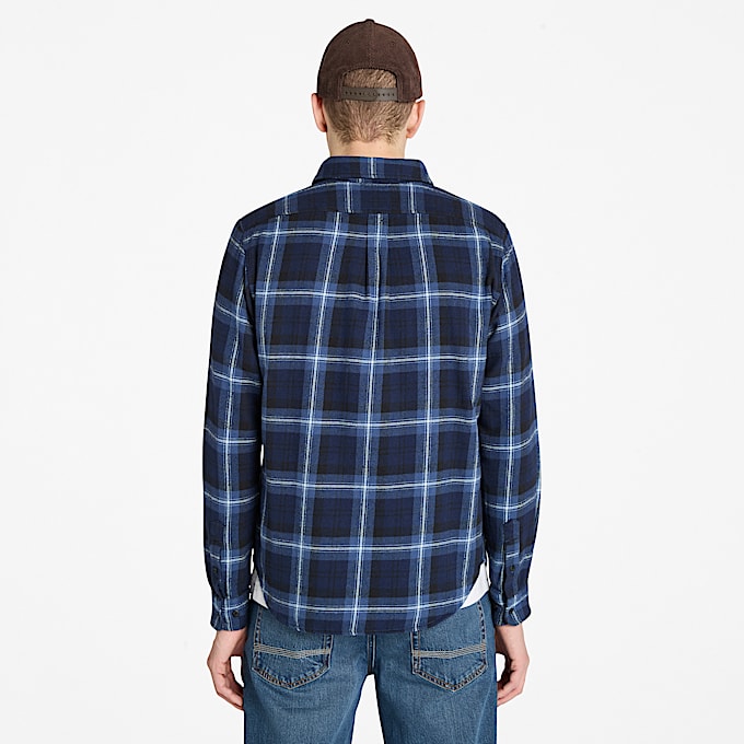 Mens Midweight Flannel Checkered Shirt TBL Dark Navy ALT9