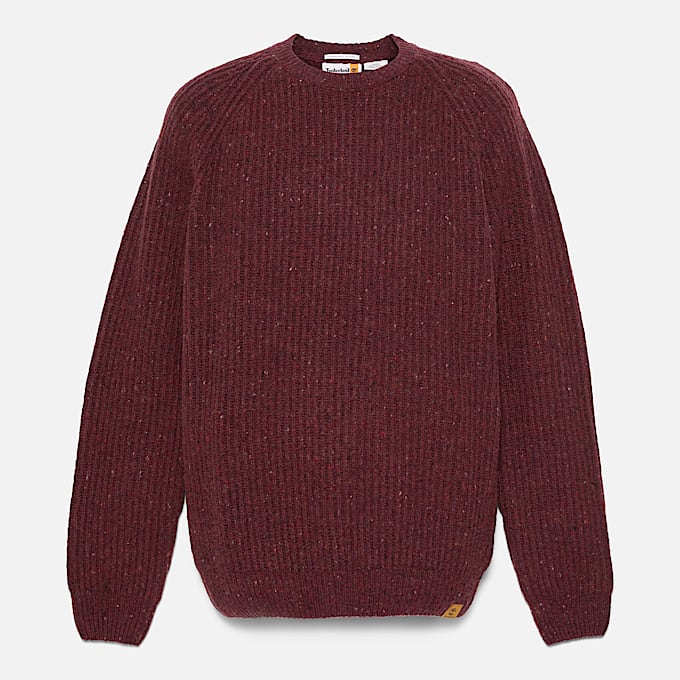 Mens Chunky Yarn Crewneck Sweater TBL Burgundy Heather ALT10