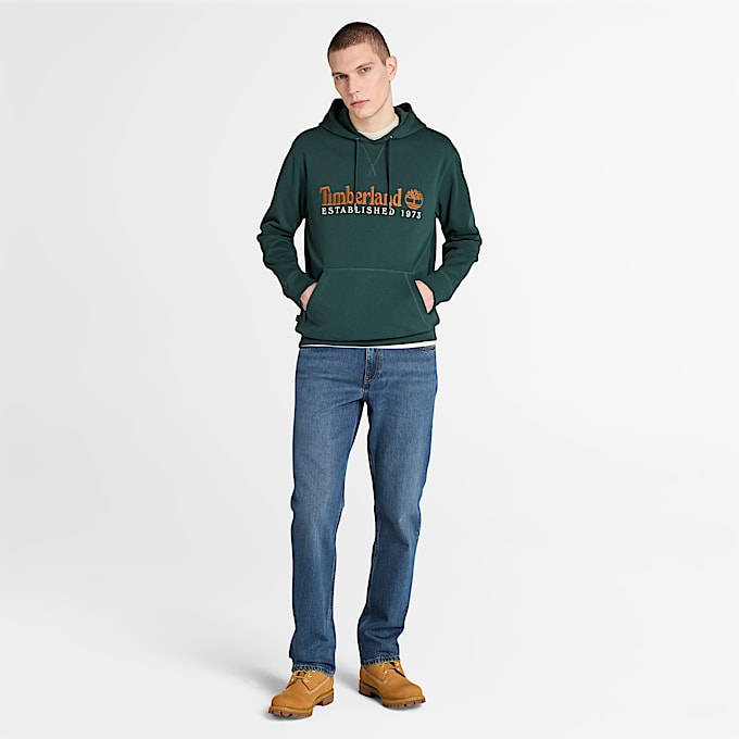 Mens Established 1973 Loopback Hoodie TBL Dark Forest Green ALT1
