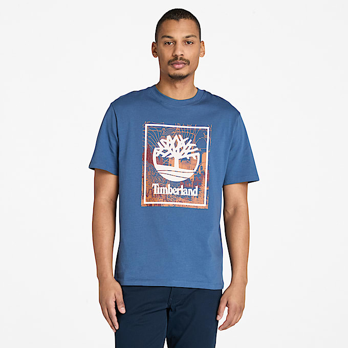 Mens Front Seasonal Stack Logo Graphic TShirt TBL Dark Blue HERO