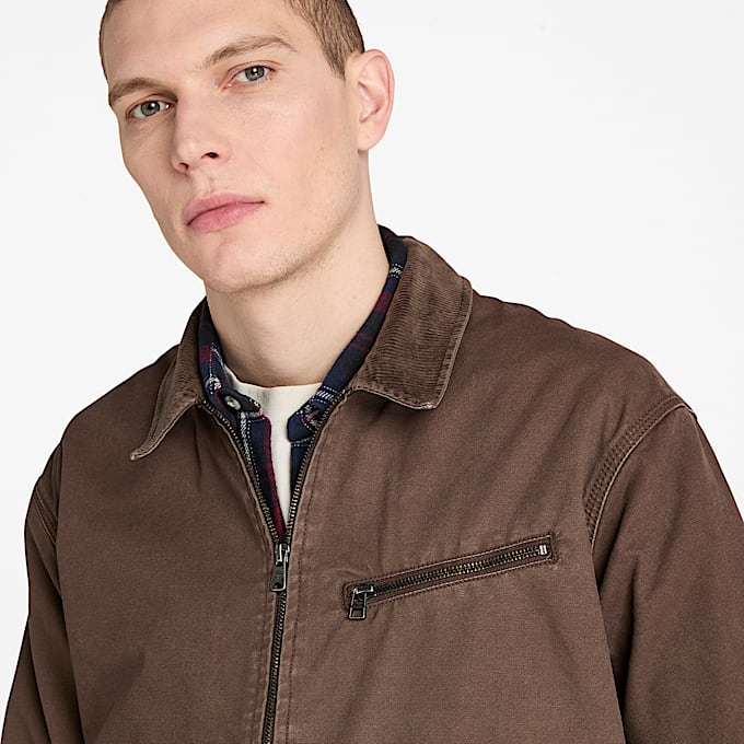 Mens Strafford Washed Canvas Jacket TBL Chocolate Brown ALT3
