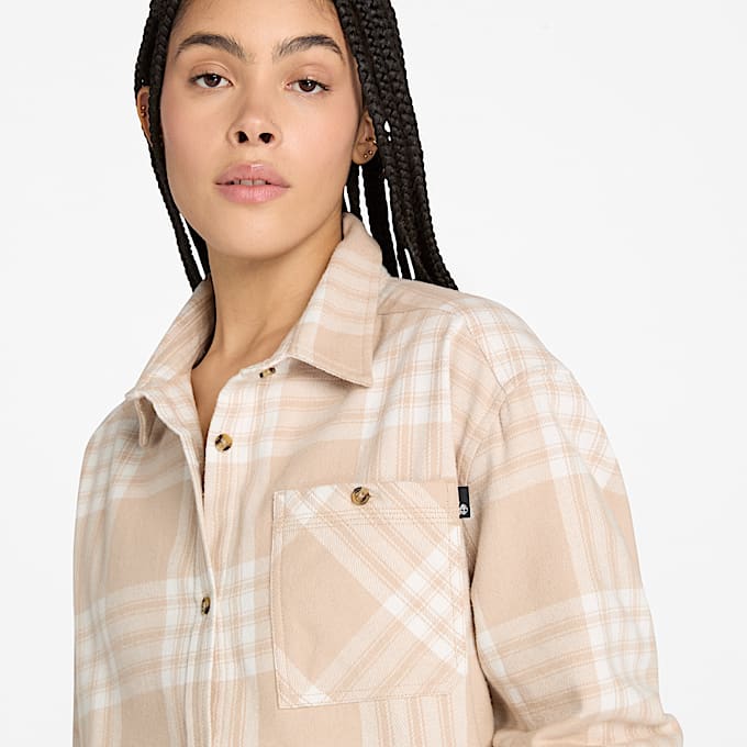Womens Midweight Flannel Pocket Shirt TBL Beige ALT2