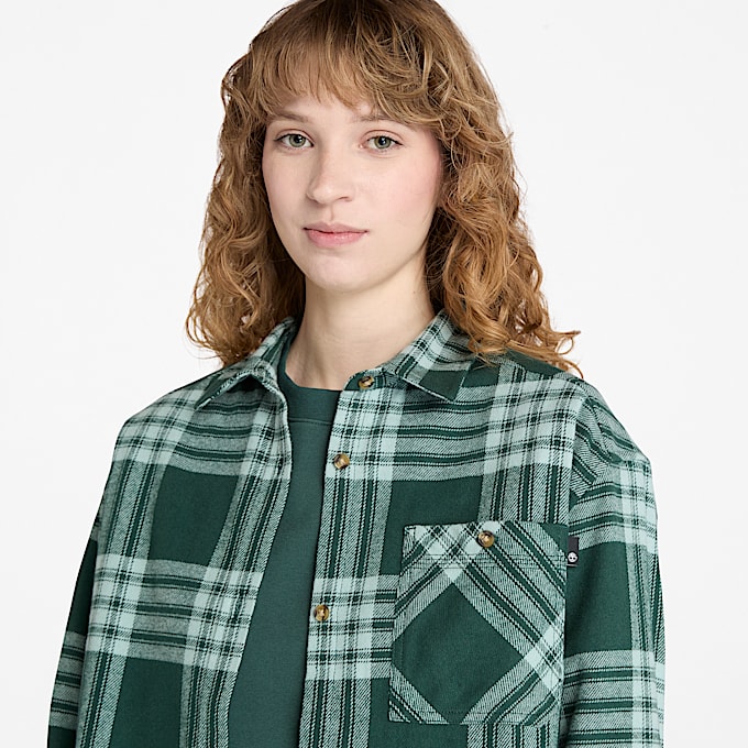 Womens Midweight Flannel Pocket Shirt TBL Dark Forest Green ALT2
