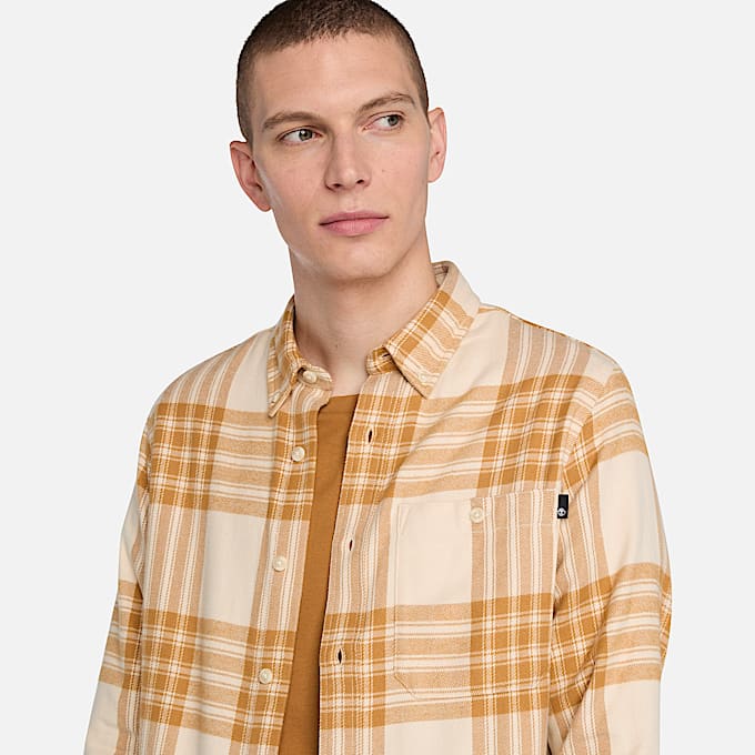 Mens Midweight Flannel Check Shirt TBL Light Beige ALT2