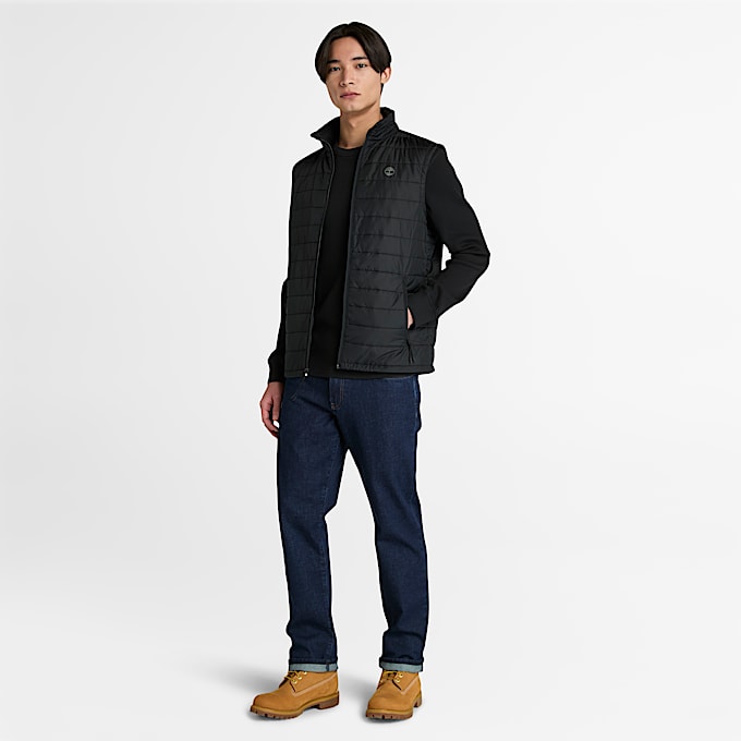 Mens Wharf River Waffle LongSleeve Polo Shirt TBL Black ALT1