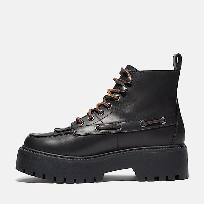 Botte Stone Street  tige mihaute 7 illets et semelle plateforme pour femmes TBL Black FullGrain ALT6