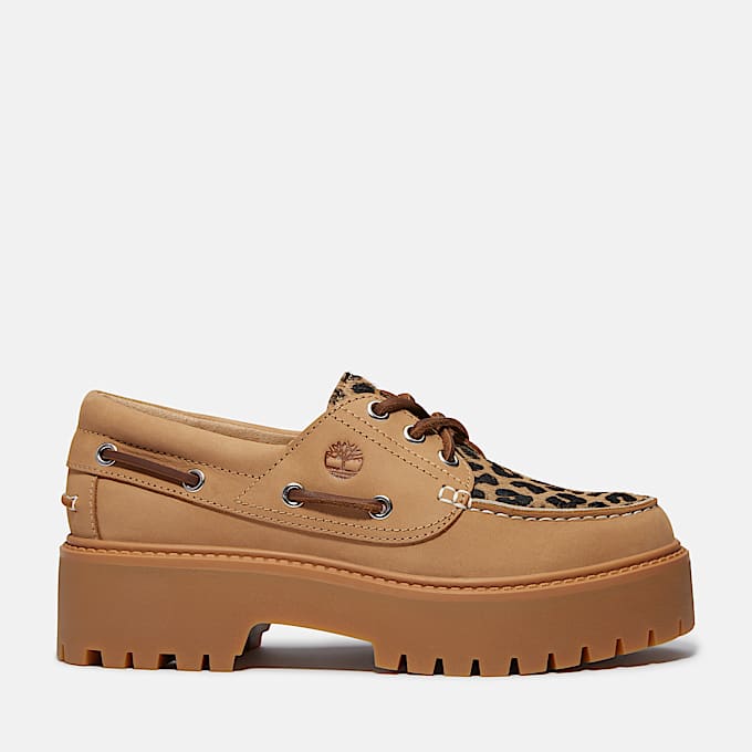 Womens Stone Street Platform Boat Shoe TBL Leopard PrintBeige Nubuck HERO