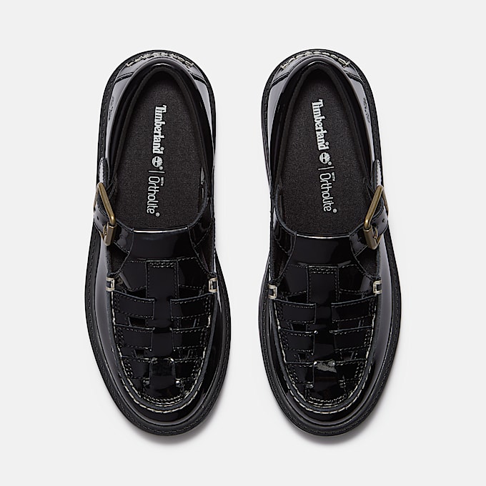 Womens Patent Leather Stone Street Platform Buckle Shoe TBL Black Patent Leather ALT2