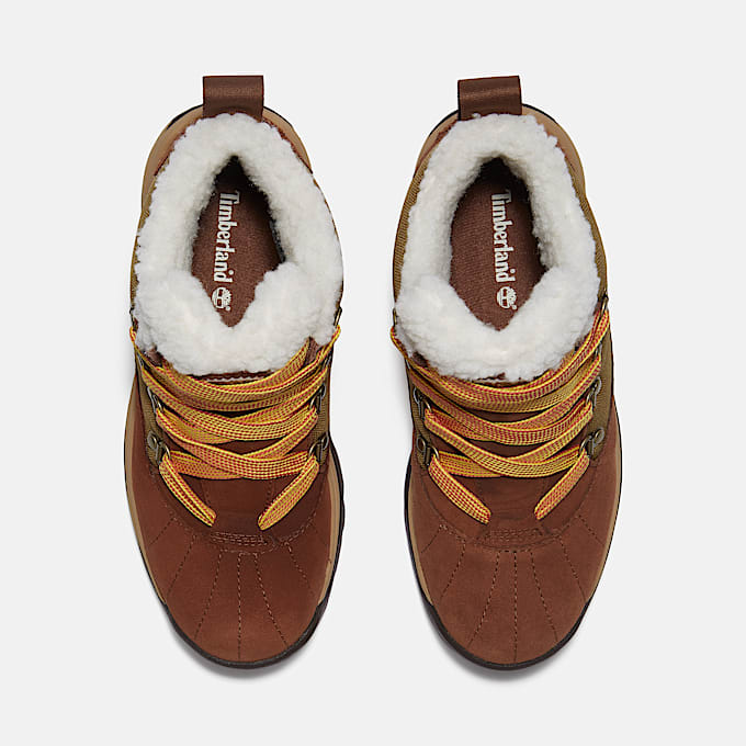 Womens White Ledge Waterproof Snow Boot TBL Brown SuedeGold ALT2