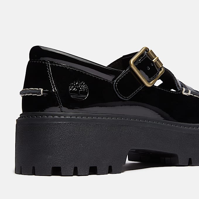 Womens Patent Leather Stone Street Platform Buckle Shoe TBL Black Patent Leather ALT7