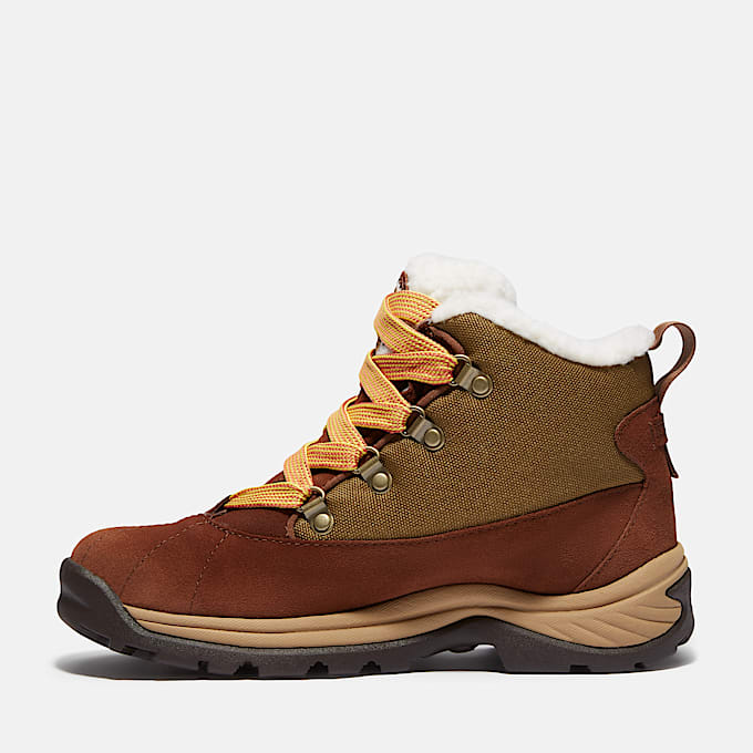 Womens White Ledge Waterproof Snow Boot TBL Brown SuedeGold ALT6