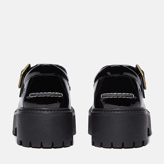 Womens Patent Leather Stone Street Platform Buckle Shoe TBL Black Patent Leather ALT5