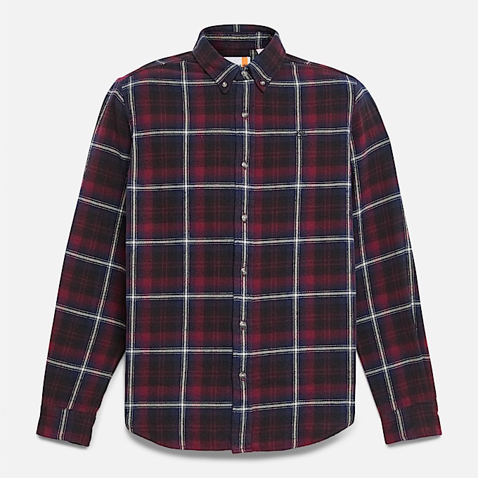 Mens Midweight Flannel Checkered Shirt TBL Burgundy ALT10