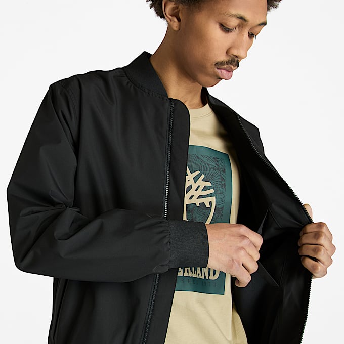 Mens WaterResistant MidSeason Bomber Jacket TBL Black ALT2