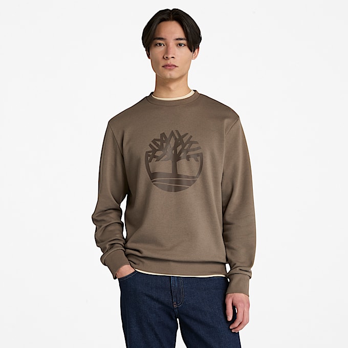 Mens Northwood Brushed Back Crewneck Sweatshirt TBL Medium Brown HERO