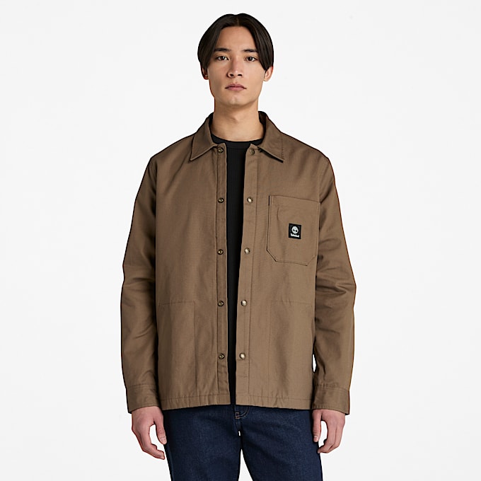 Mens Fleece Lined Overshirt TBL Chocolate Chip HERO