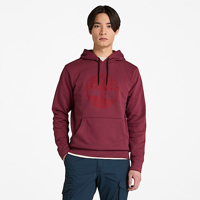 Mens Northwood Tree Logo Brushed Back Hoodie TBL Burgundy HERO