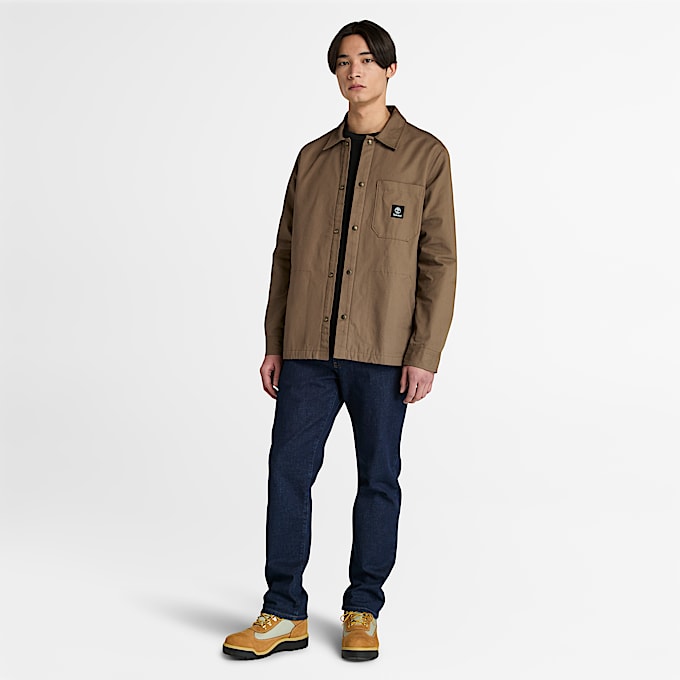 Mens Fleece Lined Overshirt TBL Chocolate Chip ALT1